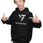 Fashion, accesorii si bijuterii - Copii - Imbracaminte copii - Pulovere si hanorace copii - Hanorac Copii Baieti Seventeen Kpop Junhui Merch, negru, marime XS Copii - Infinity.ro