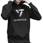 Fashion, accesorii si bijuterii - Copii - Imbracaminte copii - Pulovere si hanorace copii - Hanorac Copii Baieti Seventeen Kpop Junhui Merch, negru, marime XS Copii - Infinity.ro