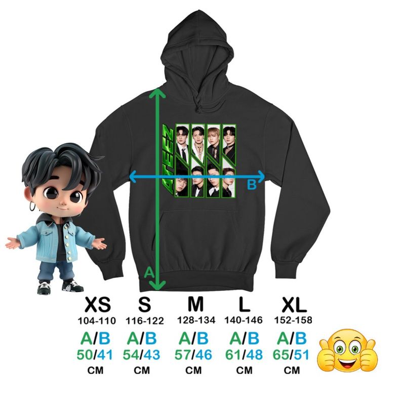 Fashion, accesorii si bijuterii - Copii - Imbracaminte copii - Pulovere si hanorace copii - Hanorac Copii Fete Ateez Song Min-gi Kpop Merch, negru, marime XS Copii - Infinity.ro