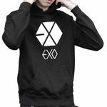Fashion, accesorii si bijuterii - Copii - Imbracaminte copii - Pulovere si hanorace copii - Hanorac Copii Baieti EXO Kpop Merch, negru, marime XS Copii - Infinity.ro