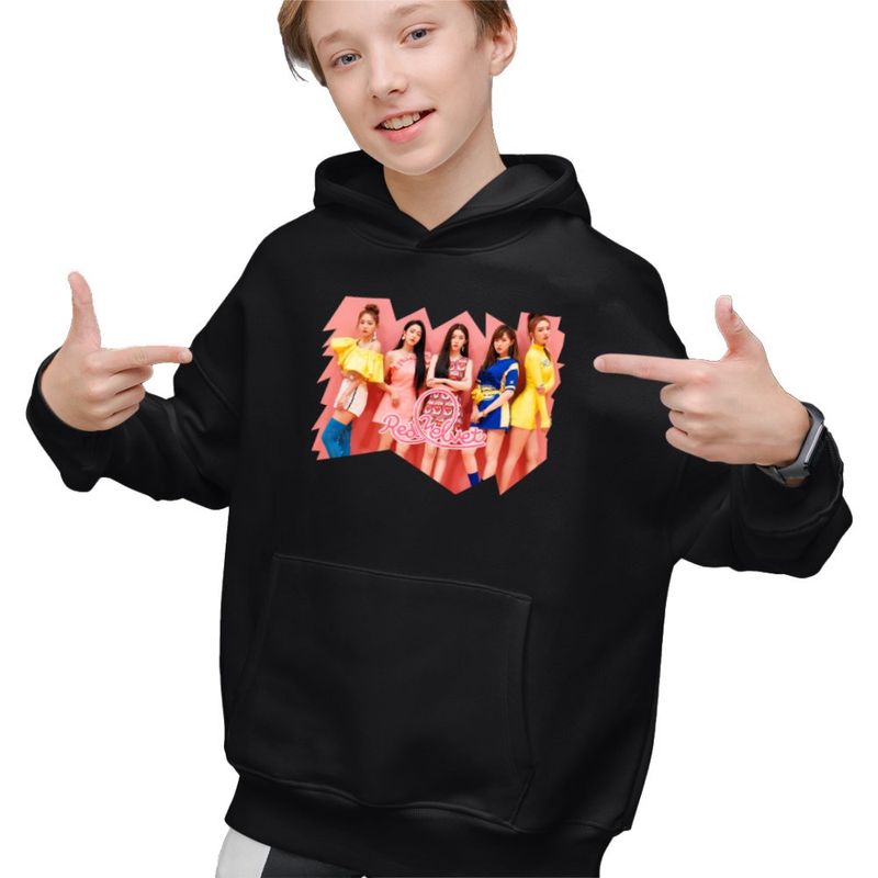 Fashion, accesorii si bijuterii - Copii - Imbracaminte copii - Pulovere si hanorace copii - Hanorac Copii Baieti Red Velvet Kpop Merch, negru, marime XS Copii - Infinity.ro