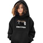 Fashion, accesorii si bijuterii - Copii - Imbracaminte copii - Pulovere si hanorace copii - Hanorac Copii Fete Enhypen All Gang Kpop Merch, negru, marime XS Copii - Infinity.ro