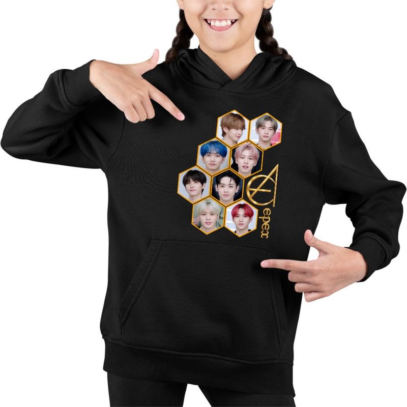 Fashion, accesorii si bijuterii - Copii - Imbracaminte copii - Pulovere si hanorace copii - Hanorac Copii Fete Epex All Gang Kpop Merch, negru, marime XS Copii - Infinity.ro