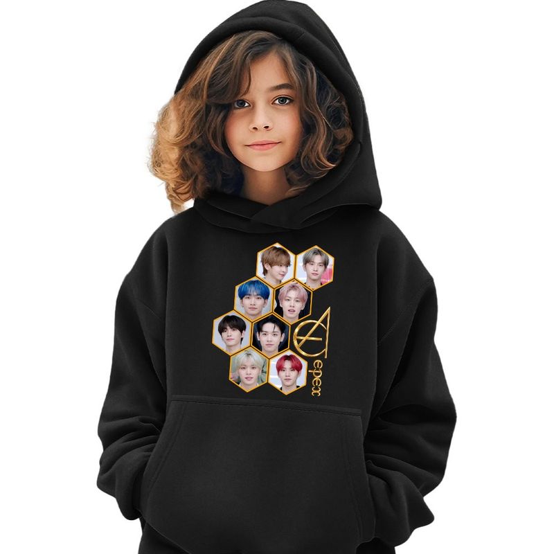 Fashion, accesorii si bijuterii - Copii - Imbracaminte copii - Pulovere si hanorace copii - Hanorac Copii Fete Epex All Gang Kpop Merch, negru, marime XS Copii - Infinity.ro