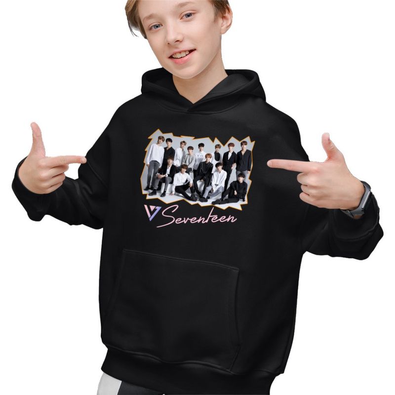 Fashion, accesorii si bijuterii - Copii - Imbracaminte copii - Pulovere si hanorace copii - Hanorac Copii Baieti Seventeen All Gang Merch, negru, marime XS Copii - Infinity.ro