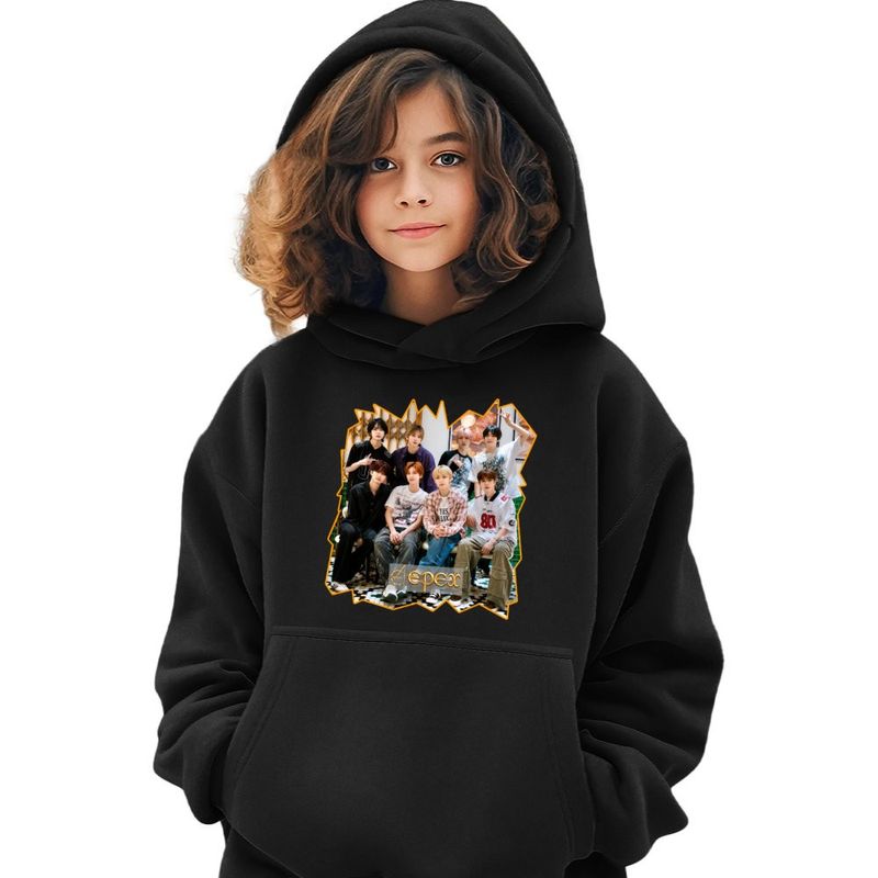 Fashion, accesorii si bijuterii - Copii - Imbracaminte copii - Pulovere si hanorace copii - Hanorac Copii Fete Epex Kpop Party Merch, negru, marime XS Copii - Infinity.ro