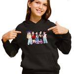 Fashion, accesorii si bijuterii - Copii - Imbracaminte copii - Pulovere si hanorace copii - Hanorac Copii Fete Artms Cartoon Merch Kpop, negru, marime XS Copii - Infinity.ro