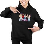 Fashion, accesorii si bijuterii - Copii - Imbracaminte copii - Pulovere si hanorace copii - Hanorac Copii Fete Artms Cartoon Merch Kpop, negru, marime XS Copii - Infinity.ro