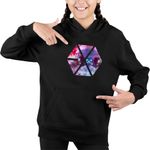 Fashion, accesorii si bijuterii - Copii - Imbracaminte copii - Pulovere si hanorace copii - Hanorac Copii Fete EXO Kpop Cosmos Vibe Merch, negru, marime XS Copii - Infinity.ro