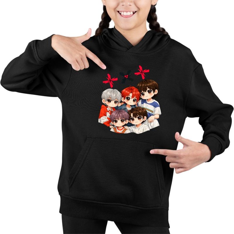 Fashion, accesorii si bijuterii - Copii - Imbracaminte copii - Pulovere si hanorace copii - Hanorac Copii Fete Tomorrow X Together Kpop Merch, negru, marime XS Copii - Infinity.ro