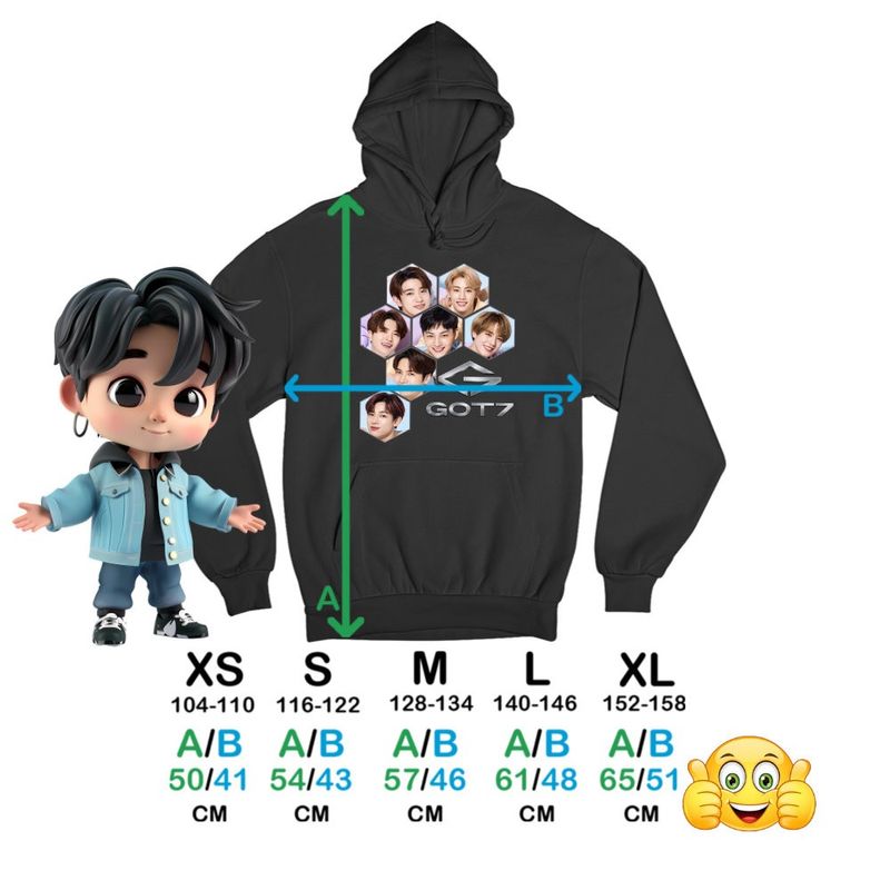Fashion, accesorii si bijuterii - Copii - Imbracaminte copii - Pulovere si hanorace copii - Hanorac Copii Baieti Got7 Kpop Bambam Youngjae, negru, marime XS Copii - Infinity.ro