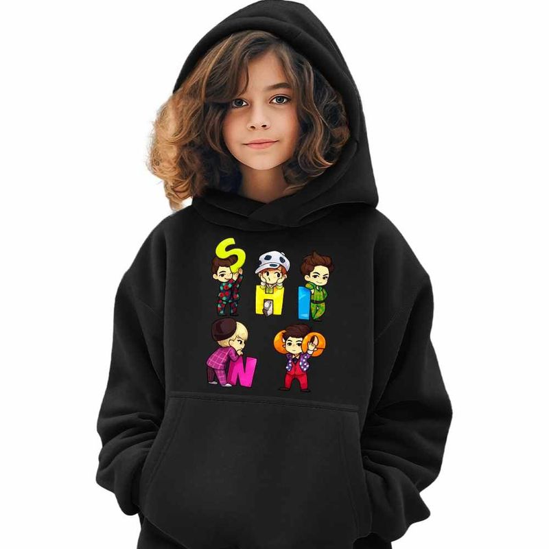 Fashion, accesorii si bijuterii - Copii - Imbracaminte copii - Pulovere si hanorace copii - Hanorac Copii Fete Kpop Shinee K-Pop Huntrix, negru, marime XS Copii - Infinity.ro