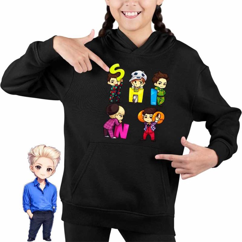 Fashion, accesorii si bijuterii - Copii - Imbracaminte copii - Pulovere si hanorace copii - Hanorac Copii Fete Kpop Shinee K-Pop Huntrix, negru, marime XS Copii - Infinity.ro