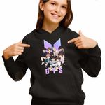 Fashion, accesorii si bijuterii - Copii - Imbracaminte copii - Pulovere si hanorace copii - Hanorac Copii Fete BTS Kpop Party Arirang, negru, marime XS Copii - Infinity.ro