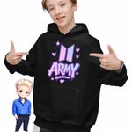 Fashion, accesorii si bijuterii - Copii - Imbracaminte copii - Pulovere si hanorace copii - Hanorac Copii Baieti BTS Army K-Pop, negru, marime XS Copii - Infinity.ro