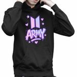 Fashion, accesorii si bijuterii - Copii - Imbracaminte copii - Pulovere si hanorace copii - Hanorac Copii Baieti BTS Army K-Pop, negru, marime XS Copii - Infinity.ro