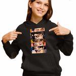 Fashion, accesorii si bijuterii - Copii - Imbracaminte copii - Pulovere si hanorace copii - Hanorac Copii Fete Kpop BTS Eyes Bangtan, negru, marime XS Copii - Infinity.ro