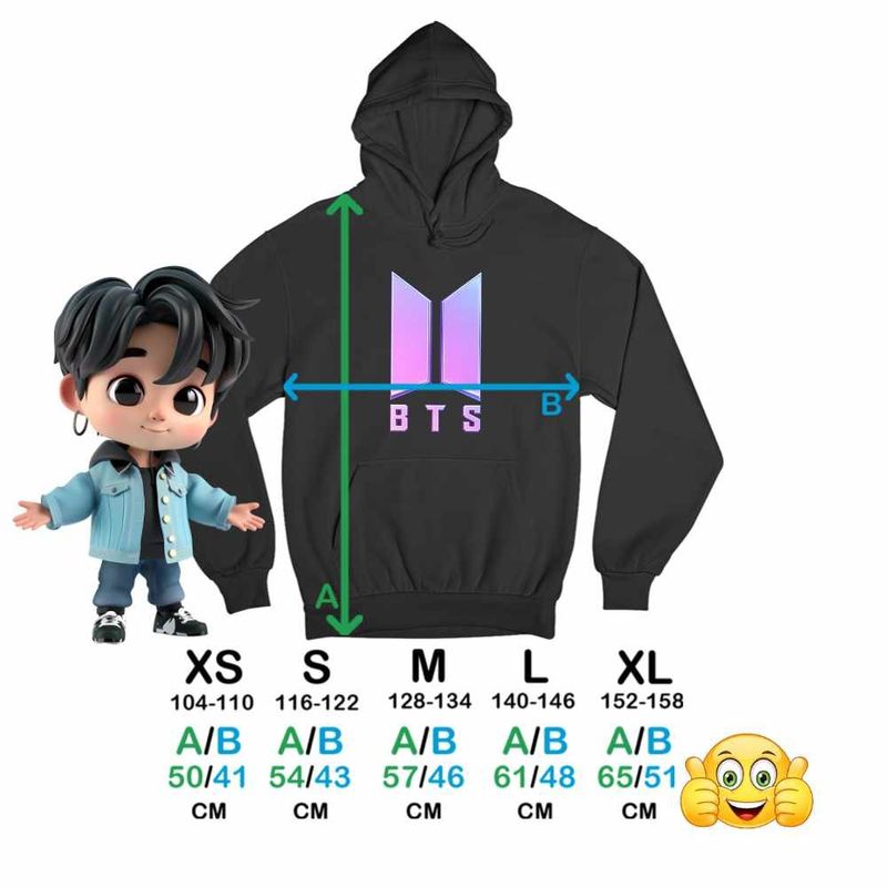 Fashion, accesorii si bijuterii - Copii - Imbracaminte copii - Pulovere si hanorace copii - Hanorac Copii Baieti BTS Sigil Kpop Vibe, negru, marime XS Copii - Infinity.ro