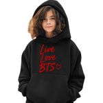 Fashion, accesorii si bijuterii - Copii - Imbracaminte copii - Pulovere si hanorace copii - Hanorac Copii Fete Live Love BTS Bangtan K-Pop, negru, marime XS Copii - Infinity.ro