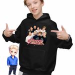 Fashion, accesorii si bijuterii - Copii - Imbracaminte copii - Pulovere si hanorace copii - Hanorac Copii Baieti Stray Kids Party Merch Kpop, negru, marime XS Copii - Infinity.ro