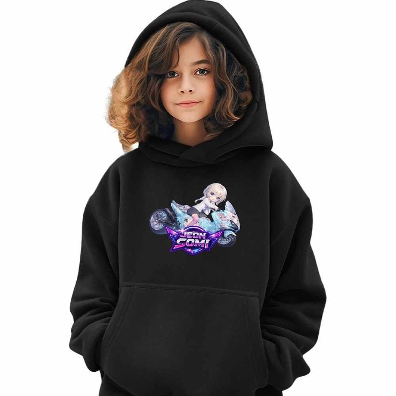 Fashion, accesorii si bijuterii - Copii - Imbracaminte copii - Pulovere si hanorace copii - Hanorac Copii Fete Jeon Somi Ride Kpop, negru, marime XS Copii - Infinity.ro