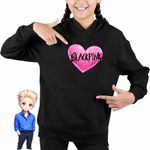 Fashion, accesorii si bijuterii - Copii - Imbracaminte copii - Pulovere si hanorace copii - Hanorac Copii Fete BlackPink Heart Kpop Merch, negru, marime XS Copii - Infinity.ro