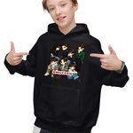 Fashion, accesorii si bijuterii - Copii - Imbracaminte copii - Pulovere si hanorace copii - Hanorac Copii Baieti Kpop Enhypen Cartoon Merch, negru, marime XS Copii - Infinity.ro