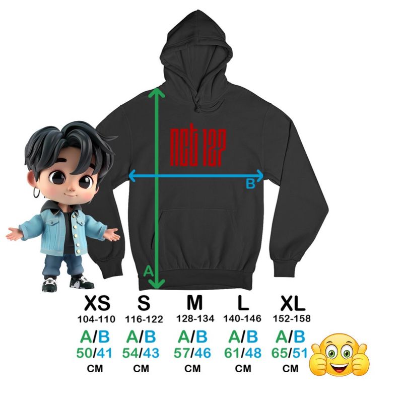 Fashion, accesorii si bijuterii - Copii - Imbracaminte copii - Pulovere si hanorace copii - Hanorac Copii Baieti NCT 127 Merch Kpop, negru, marime XS Copii - Infinity.ro