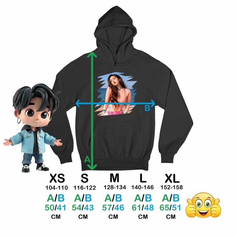 Fashion, accesorii si bijuterii - Copii - Imbracaminte copii - Pulovere si hanorace copii - Hanorac Copii Fete Jeon Somi Vibe Kpop, negru, marime XS Copii - Infinity.ro