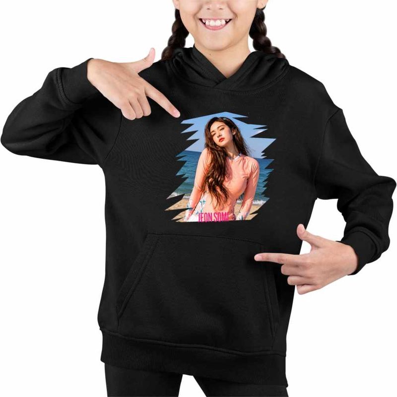 Fashion, accesorii si bijuterii - Copii - Imbracaminte copii - Pulovere si hanorace copii - Hanorac Copii Fete Jeon Somi Vibe Kpop, negru, marime XS Copii - Infinity.ro