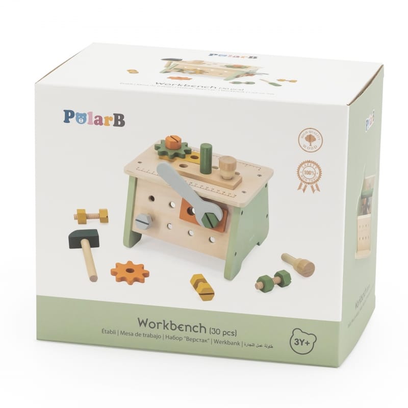 Jucarii, Copii si Bebe - Jucarii si jocuri - Jucarii de rol - Ateliere si bancuri de lucru - Set cutie scule Viga PolarB, lemn, 21 piese, multicolor KID442490 - Infinity.ro