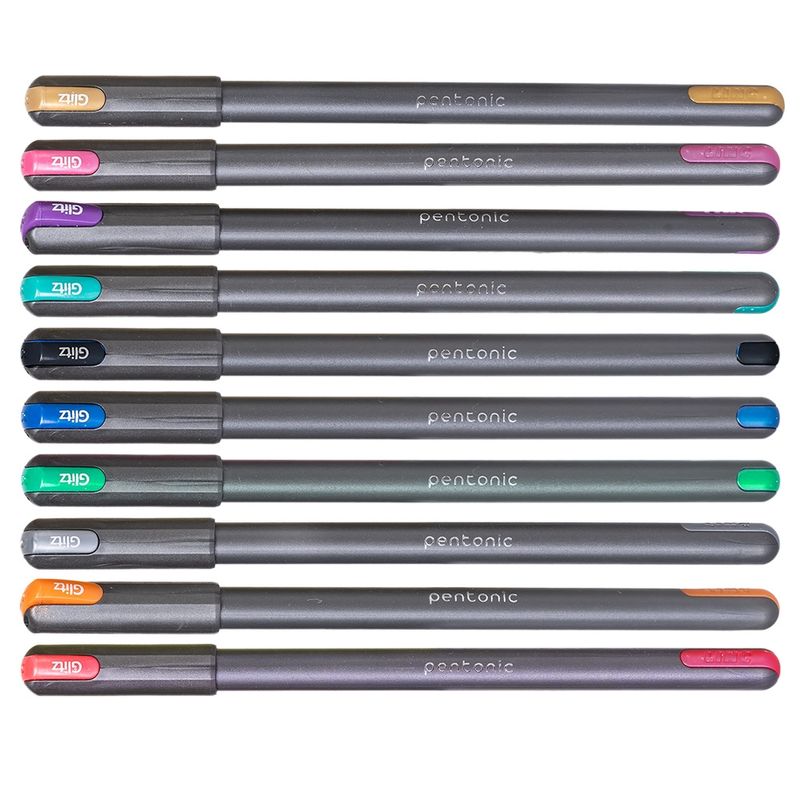 Carti si Birotica - Birotica - Instrumente de scris - Pixuri si stilouri - Set 10 Pixuri cu Gel cu Sclipici Pentonic Glitz LINC, Varf 1.0 mm, Cerneala SSTC Super Smooth, Mina Reincarcabila - Infinity.ro