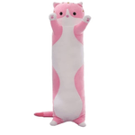 Jucarii, Copii si Bebe - Jucarii si jocuri - Jucarii de plus - Perna lunga de plus pentru pisica, lavabil, umplutura antialergic , pentru copii si adulti, 70 cm, roz - Infinity.ro