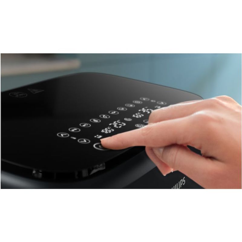 Electronice si Electrocasnice - Electrocasnice bucatarie - Aparate de gatit & desert - Friteuze - Friteuza Dubla fara Ulei Philips Airfryer Seria 3000 NA351/00, 9 L, 2 Sertare, 8 Presetari, 2750 W - Infinity.ro