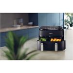 Electronice si Electrocasnice - Electrocasnice bucatarie - Aparate de gatit & desert - Friteuze - Friteuza Dubla fara Ulei Philips Airfryer Seria 3000 NA351/00, 9 L, 2 Sertare, 8 Presetari, 2750 W - Infinity.ro