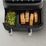 Electronice si Electrocasnice - Electrocasnice bucatarie - Aparate de gatit & desert - Friteuze - Friteuza Dubla fara Ulei Philips Airfryer Seria 3000 NA351/00, 9 L, 2 Sertare, 8 Presetari, 2750 W - Infinity.ro