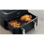Electronice si Electrocasnice - Electrocasnice bucatarie - Aparate de gatit & desert - Friteuze - Friteuza Dubla fara Ulei Philips Airfryer Seria 3000 NA351/00, 9 L, 2 Sertare, 8 Presetari, 2750 W - Infinity.ro