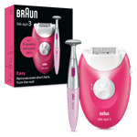 Ingrijire personala si Cosmetice - Aparate & accesorii ingrijire personala - Epilatoare si accesorii - Epilatoare - Epilator Braun Silk-épil 3 3-202 cu 20 Pensete MicroGrip, SmartLight, 2 Viteze si Trimmer, Fucsia - Infinity.ro