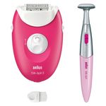 Ingrijire personala si Cosmetice - Aparate & accesorii ingrijire personala - Epilatoare si accesorii - Epilatoare - Epilator Braun Silk-épil 3 3-202 cu 20 Pensete MicroGrip, SmartLight, 2 Viteze si Trimmer, Fucsia - Infinity.ro