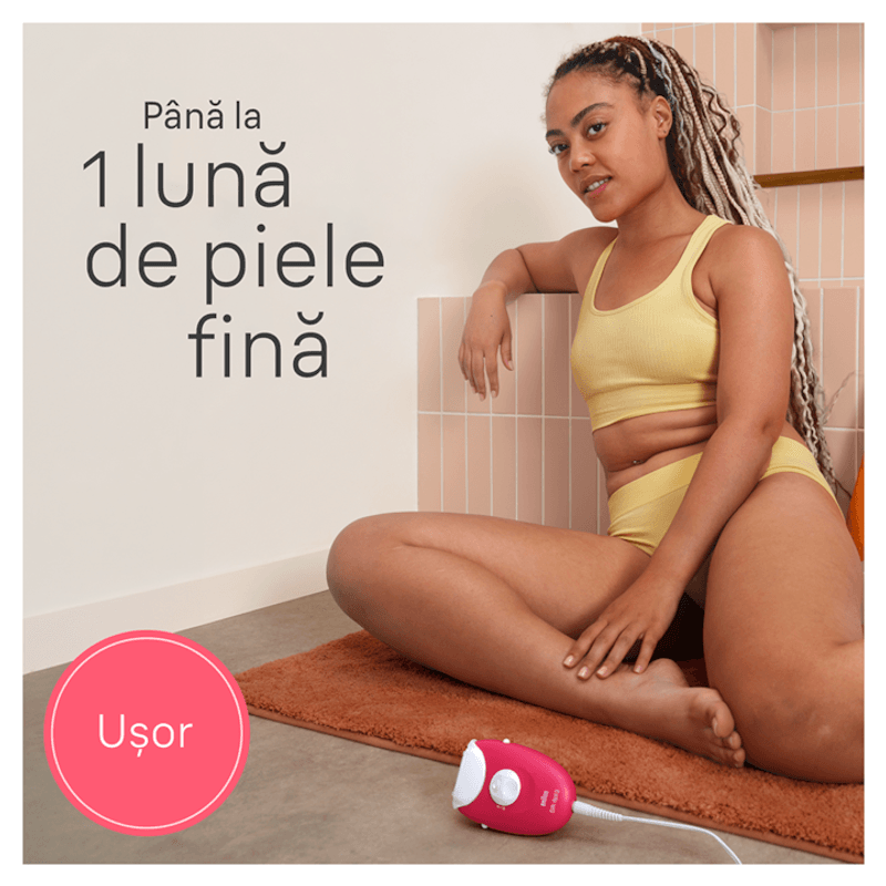 Ingrijire personala si Cosmetice - Aparate & accesorii ingrijire personala - Epilatoare si accesorii - Epilatoare - Epilator Braun Silk-épil 3 3-202 cu 20 Pensete MicroGrip, SmartLight, 2 Viteze si Trimmer, Fucsia - Infinity.ro