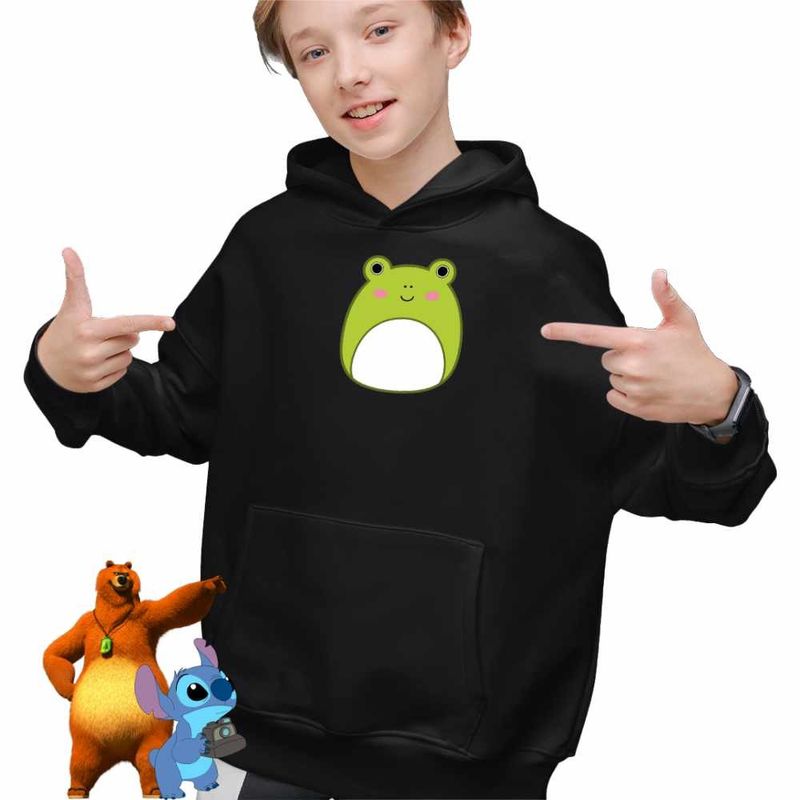 Fashion, accesorii si bijuterii - Copii - Imbracaminte copii - Pulovere si hanorace copii - Hanorac Copii Baieti Squish mallows Broscuta Broasca, negru, marime XS Copii - Infinity.ro