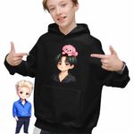 Fashion, accesorii si bijuterii - Copii - Imbracaminte copii - Pulovere si hanorace copii - Hanorac Copii Baieti Shinee Key Chibi Kpop, negru, marime XS Copii - Infinity.ro