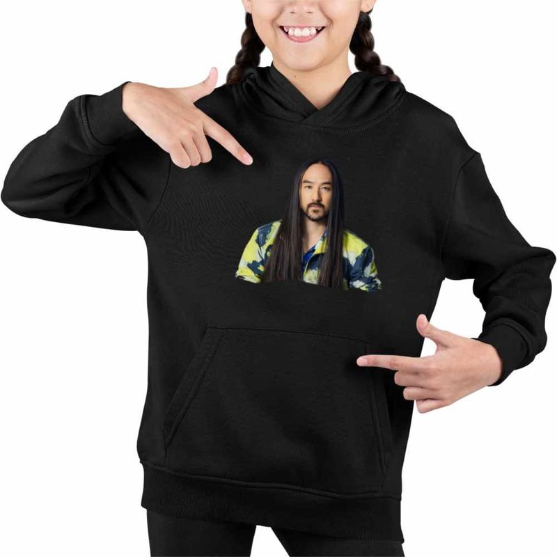 Fashion, accesorii si bijuterii - Copii - Imbracaminte copii - Pulovere si hanorace copii - Hanorac Copii Fete Steve Aoki Vibe, negru, marime XS Copii - Infinity.ro