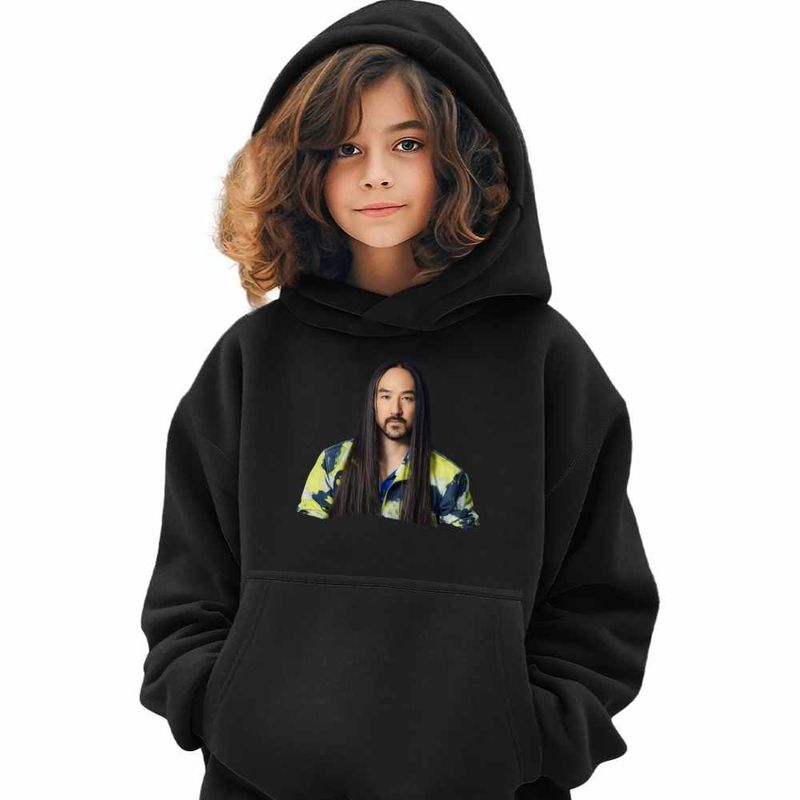 Fashion, accesorii si bijuterii - Copii - Imbracaminte copii - Pulovere si hanorace copii - Hanorac Copii Fete Steve Aoki Vibe, negru, marime XS Copii - Infinity.ro