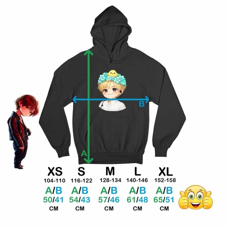 Fashion, accesorii si bijuterii - Copii - Imbracaminte copii - Pulovere si hanorace copii - Hanorac Copii Fete Taemin Chibi Shinee Kpop, negru, marime XS Copii - Infinity.ro
