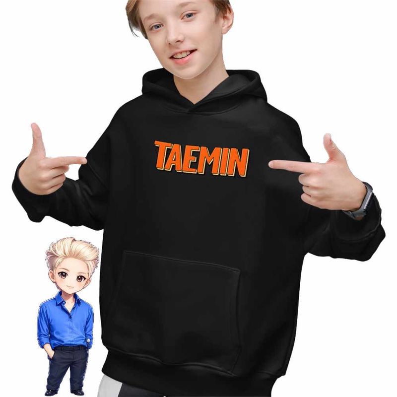 Fashion, accesorii si bijuterii - Copii - Imbracaminte copii - Pulovere si hanorace copii - Hanorac Copii Baieti Taemin Trend Kpop, negru, marime XS Copii - Infinity.ro