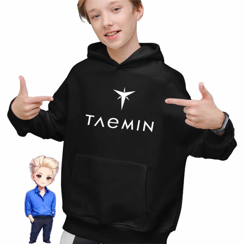 Fashion, accesorii si bijuterii - Copii - Imbracaminte copii - Pulovere si hanorace copii - Hanorac Copii Baieti Taemin Kpop Korea, negru, marime XS Copii - Infinity.ro