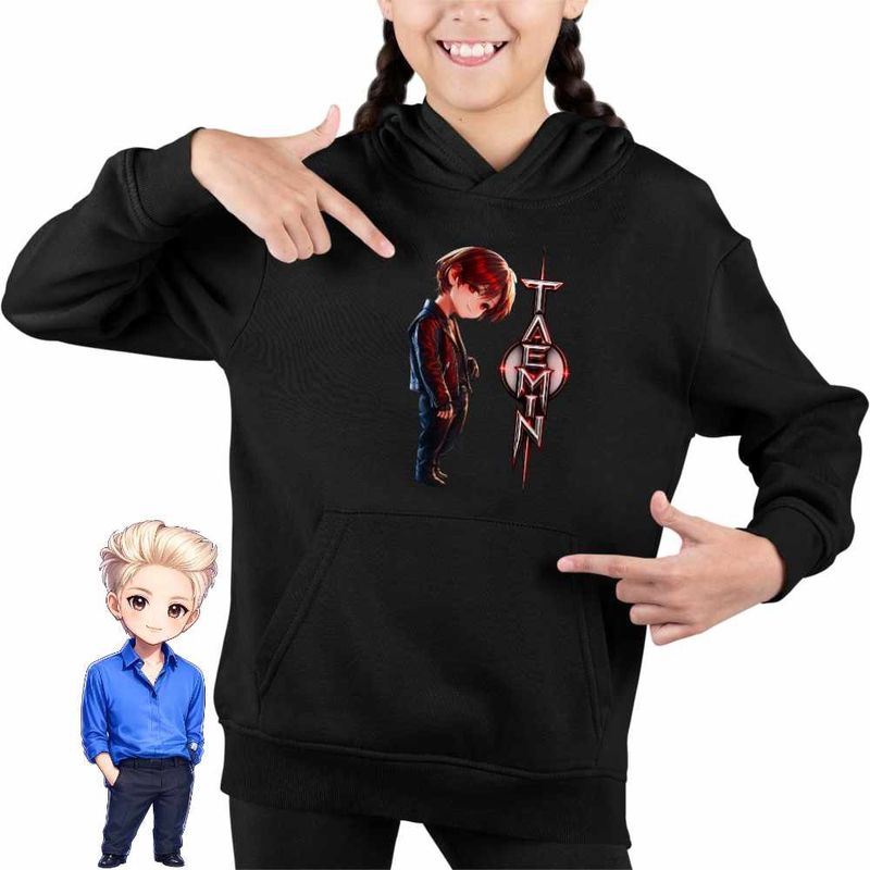 Fashion, accesorii si bijuterii - Copii - Imbracaminte copii - Pulovere si hanorace copii - Hanorac Copii Fete Taemin K-Pop Demon, negru, marime XS Copii - Infinity.ro