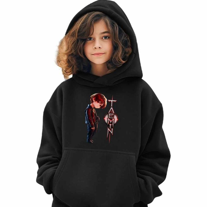 Fashion, accesorii si bijuterii - Copii - Imbracaminte copii - Pulovere si hanorace copii - Hanorac Copii Fete Taemin K-Pop Demon, negru, marime XS Copii - Infinity.ro