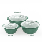 Casa si Gradina - Bucatarie si vesela - Vesela si tacamuri - Farfurii si boluri - Set boluri rotunde verzi cu capace transparente PP BPA Free 3 piese capacitate 2200ml 1200ml 650ml - Infinity.ro